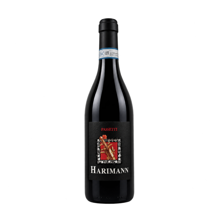 Bottiglia di vino Harimann su sfondo trasparente